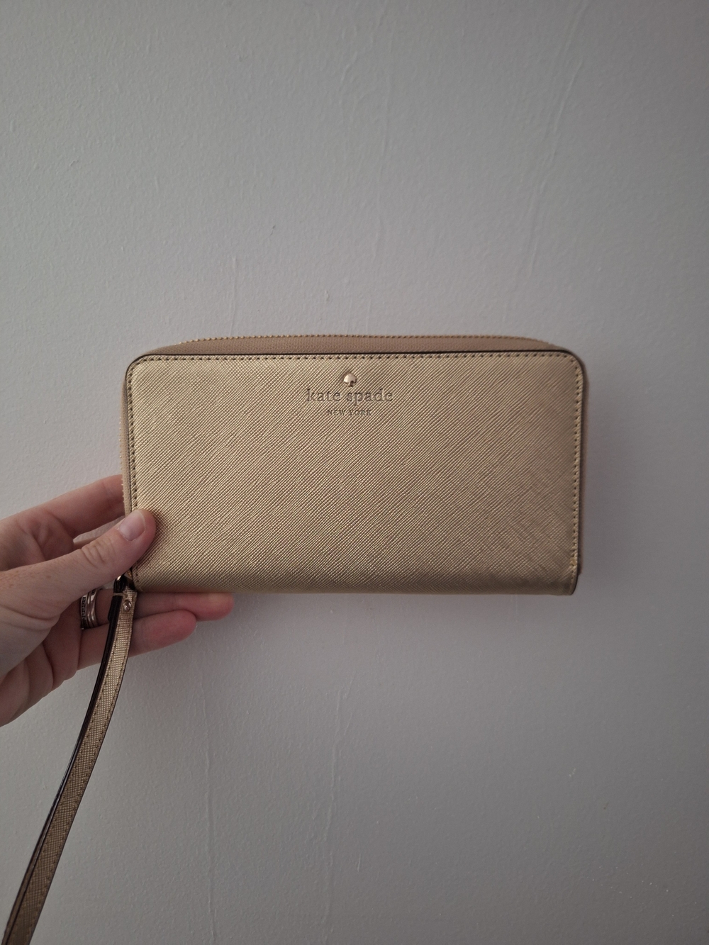 kate spade Metallic Gold Wristlet Wallet